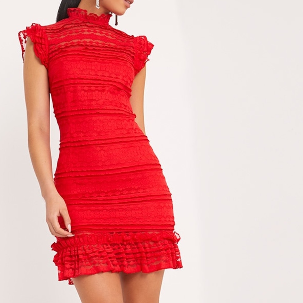 NWT ASOS Red Frill Dress